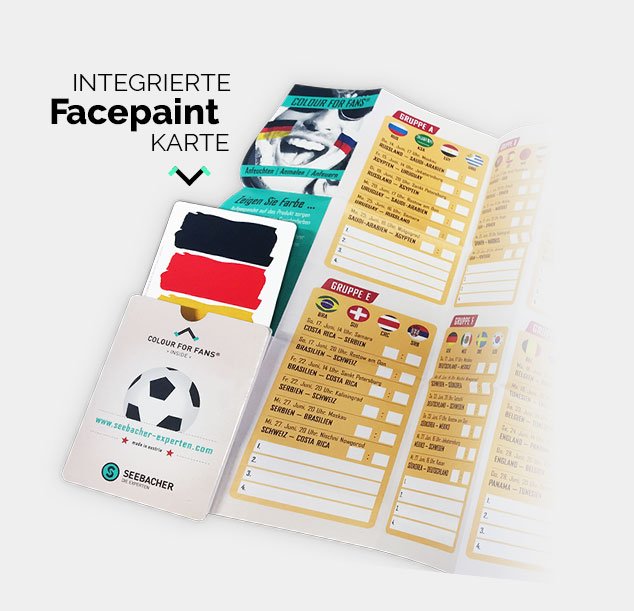 Integrierte Facepaint Karte Beispiel mit den deutschen Fan-Farben zum anfeuern! 