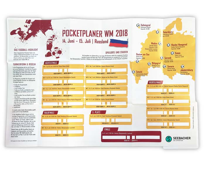 Pocketplaner WM 2018 Russland aufgeklappter Innenteil 